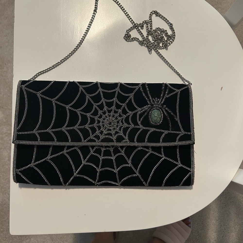 Unique Vintage Black Spider Web Crossbody Bag